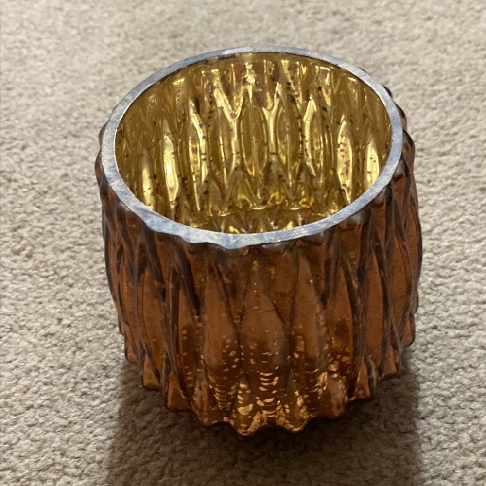 Amber Glass Candle Holder